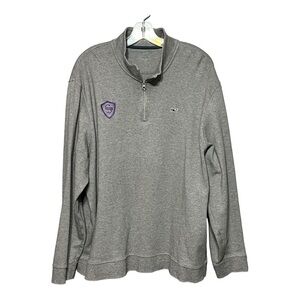 Vineyard Vines Signature Crest 1/4 Zip Pull-Over Heather Whale Embroidered XXL